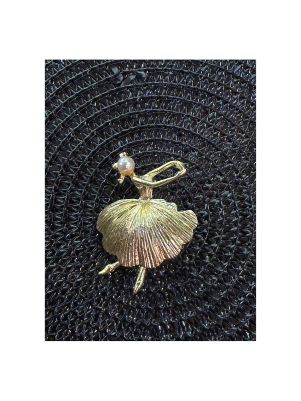 Gold and White Ballerina Brooch One Size